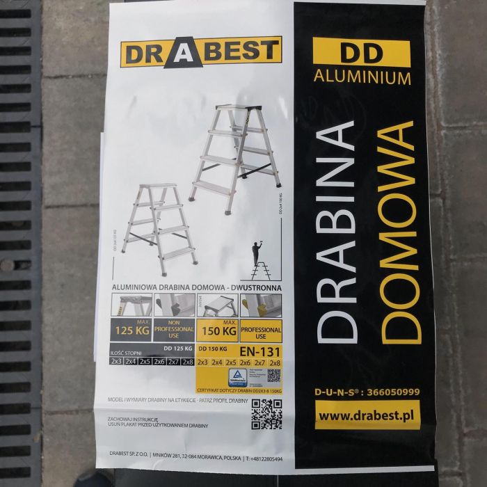 Двостороння алюмінієва драбина Drabest BASIC 2х5 125 кг