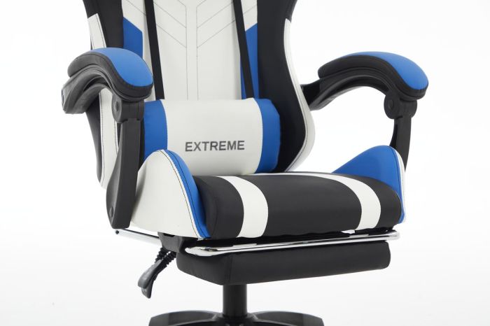 Комп‘ютерне крісло з підставкою для ніг EXTREME R1 Чорно-біло-синій