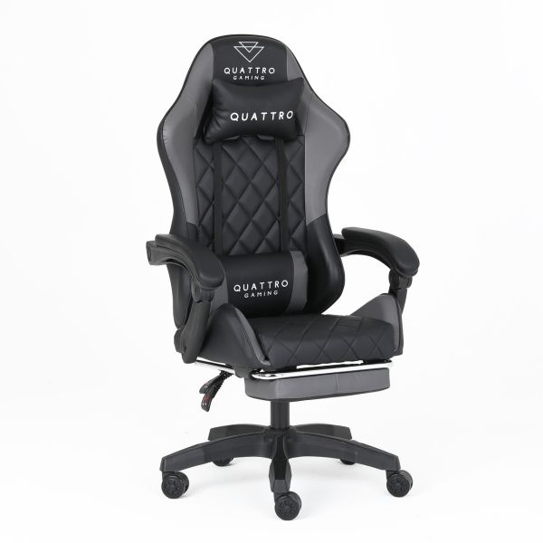 Комп‘ютерне крісло із підставкою для ніг CARBON Quattro Gaming Чорно-сірий