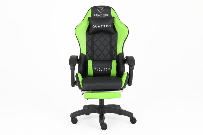Комп‘ютерне крісло із підставкою для ніг CARBON Quattro Gaming Чорно-зелений