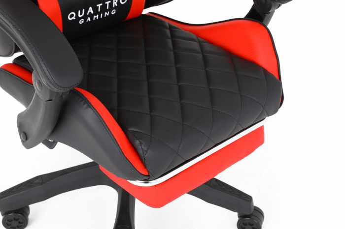 Комп‘ютерне крісло із підставкою для ніг CARBON Quattro Gaming Чорно-червоний