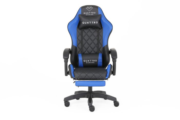 Комп‘ютерне крісло із підставкою для ніг CARBON Quattro Gaming Чорно-синій