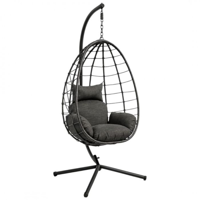 Підвісне крісло-кокон з подушкою Ecarla KR37 Графітовий