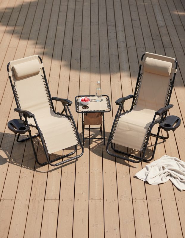 Набір садових лежаків зі столиком Ideal Garden TDC-2503 Бежевий