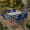 Скляний садовий обідній стіл для тераси Ideal Garden AY014 150х90 см Синій