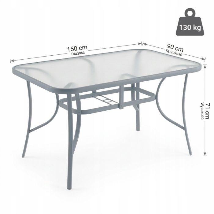 Скляний садовий обідній стіл для тераси Ideal Garden AY014 150х90 см Сірий