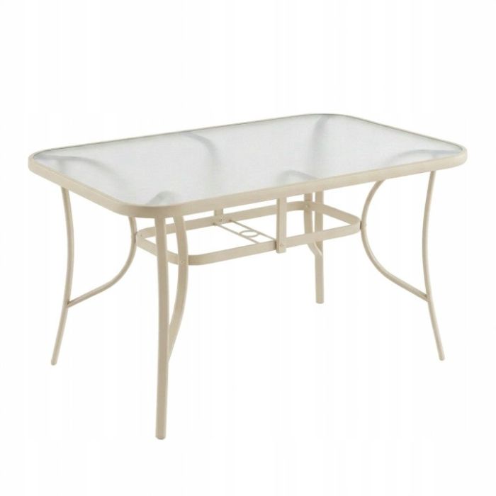 Скляний садовий обідній стіл для тераси Ideal Garden AY014 150х90 см Бежевий